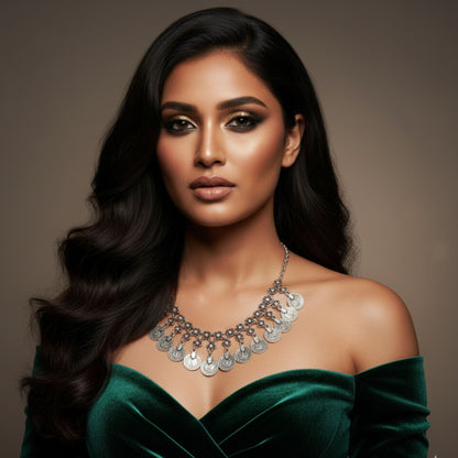 Collar Zamak con monedas vintage