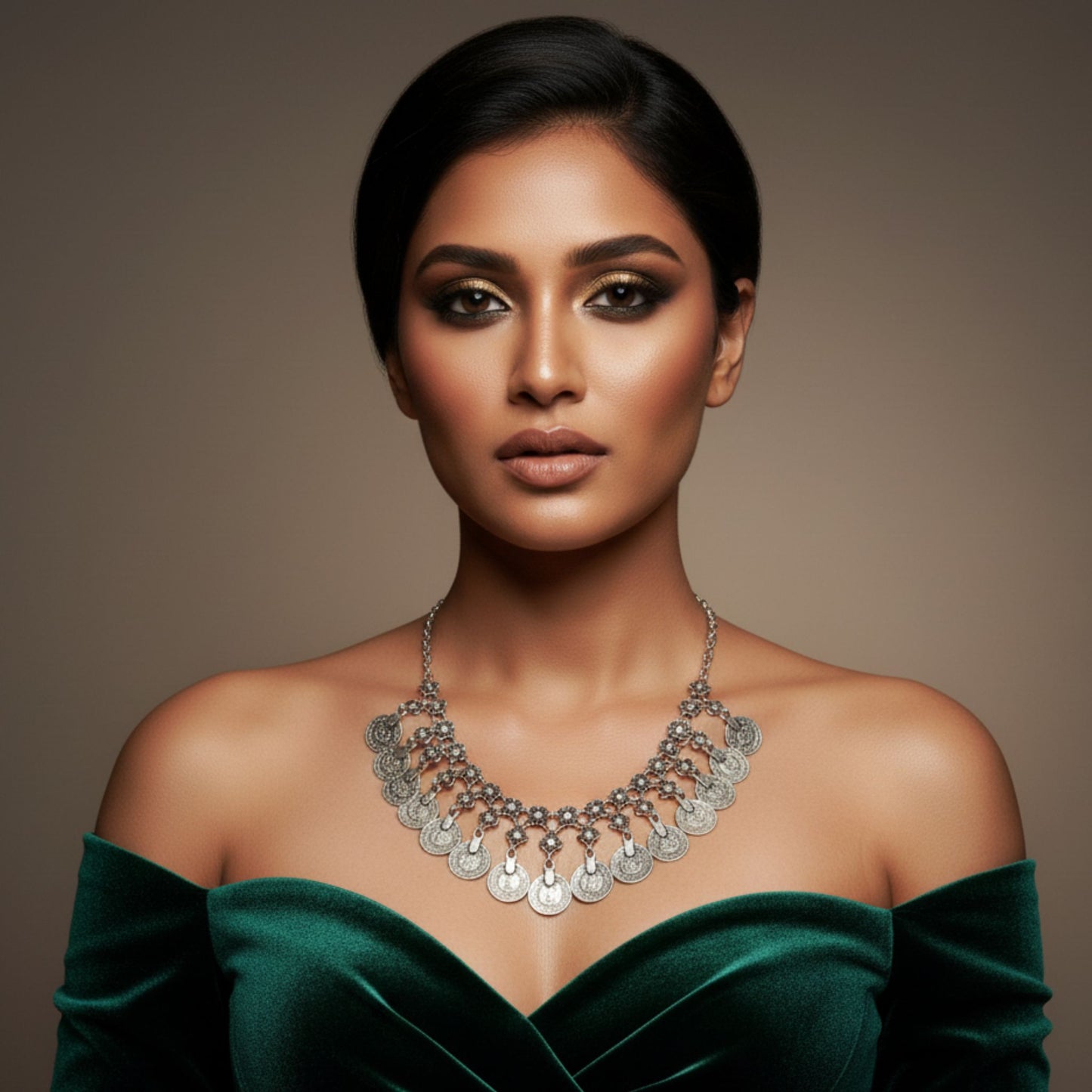 Collar Zamak con monedas vintage