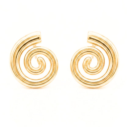 Pendientes Acero inoxidable dorado chapado oro 14ktes cierre presion diseño joyería osnor 