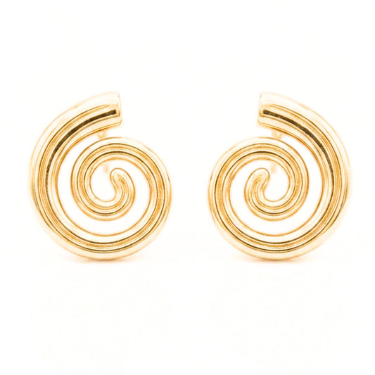 Pendientes Acero inoxidable dorado chapado oro 14ktes cierre presion diseño joyería osnor 