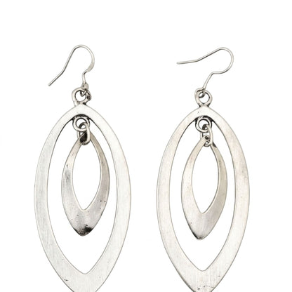 Pendientes Largos Zamak Plateado Doble Marquesa Calada Cierre Hippie Joyeria Osnor