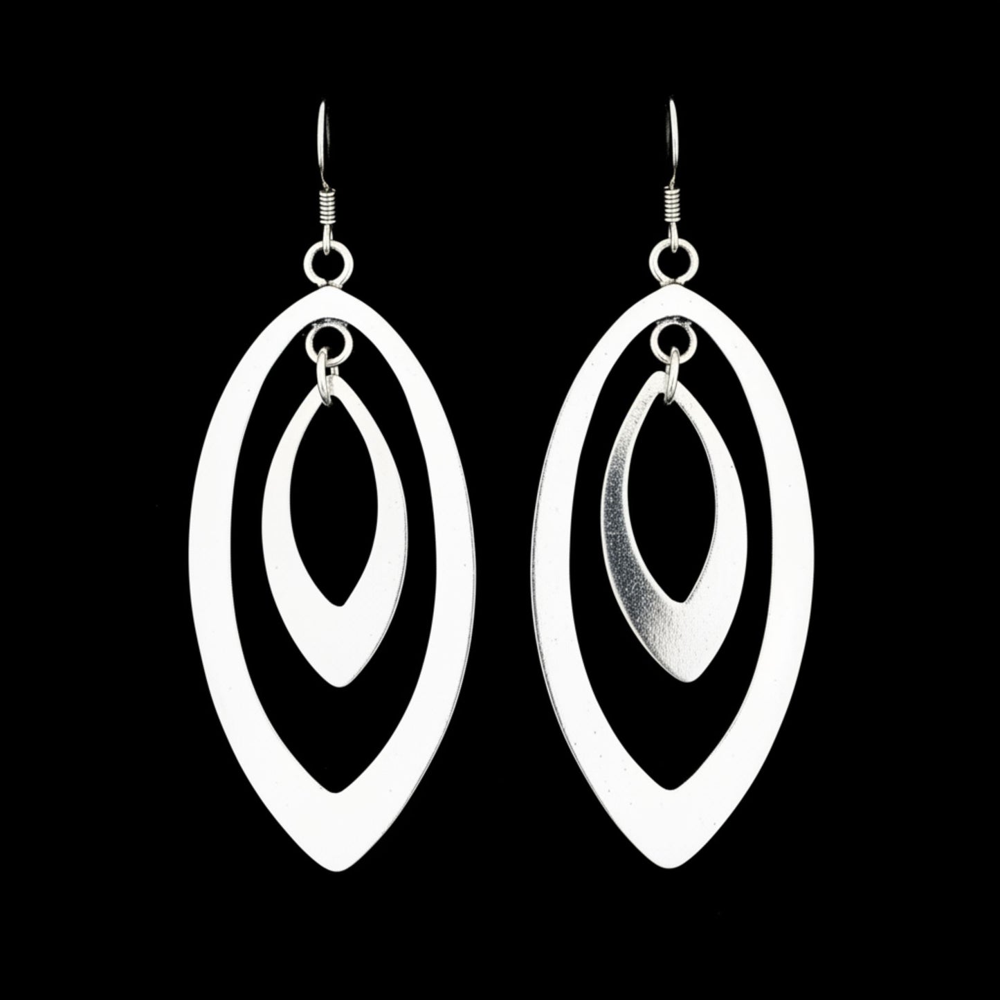 Pendientes Largos Zamak Plateado Doble Marquesa Calada Cierre Hippie Joyeria Osnor
