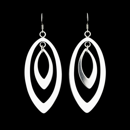 Pendientes Largos Zamak Plateado Doble Marquesa Calada Cierre Hippie Joyeria Osnor