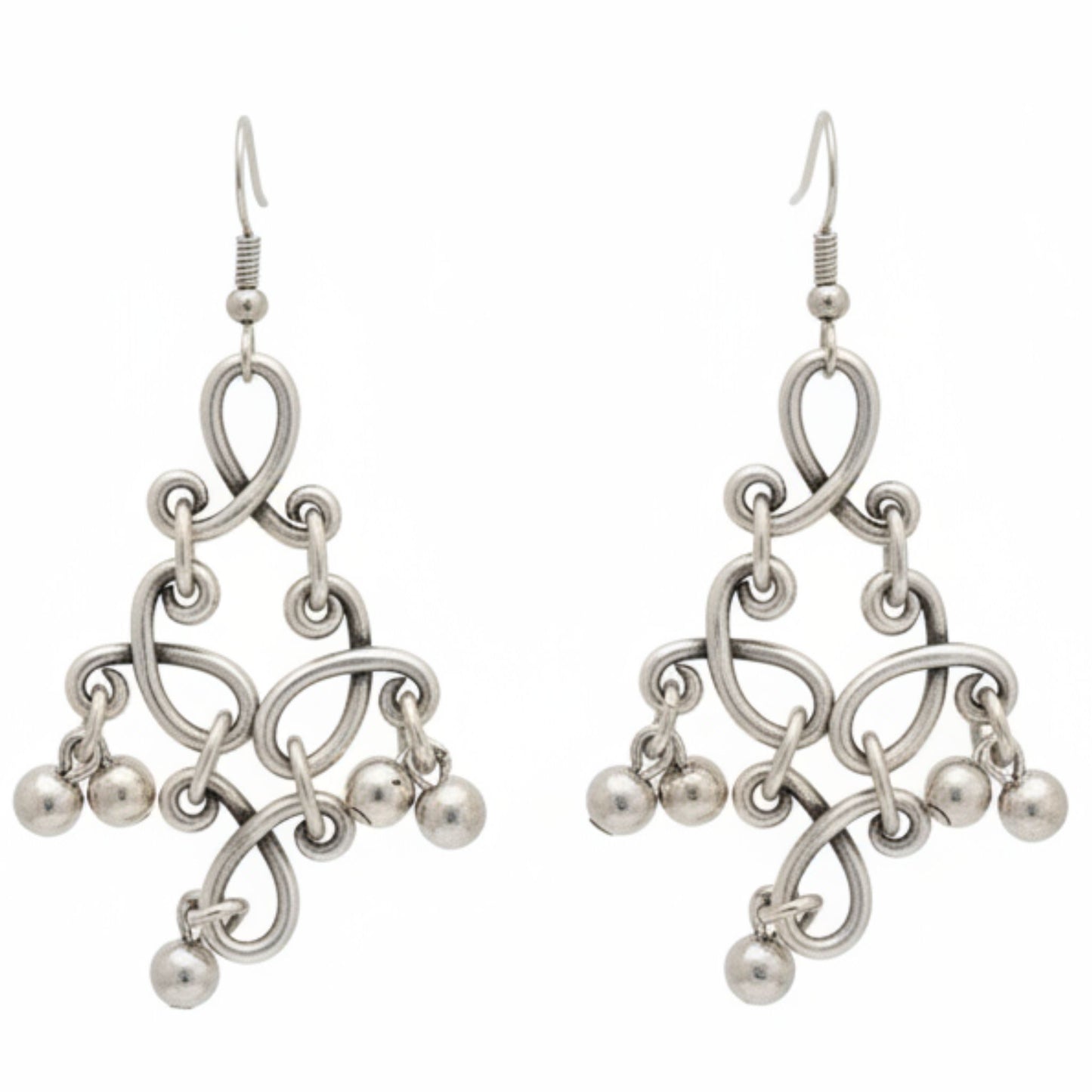 Pendientes de zamak con diseño de arabescos y bolas - Estilo vintage hipoalergénicos - Joyería Osnor
