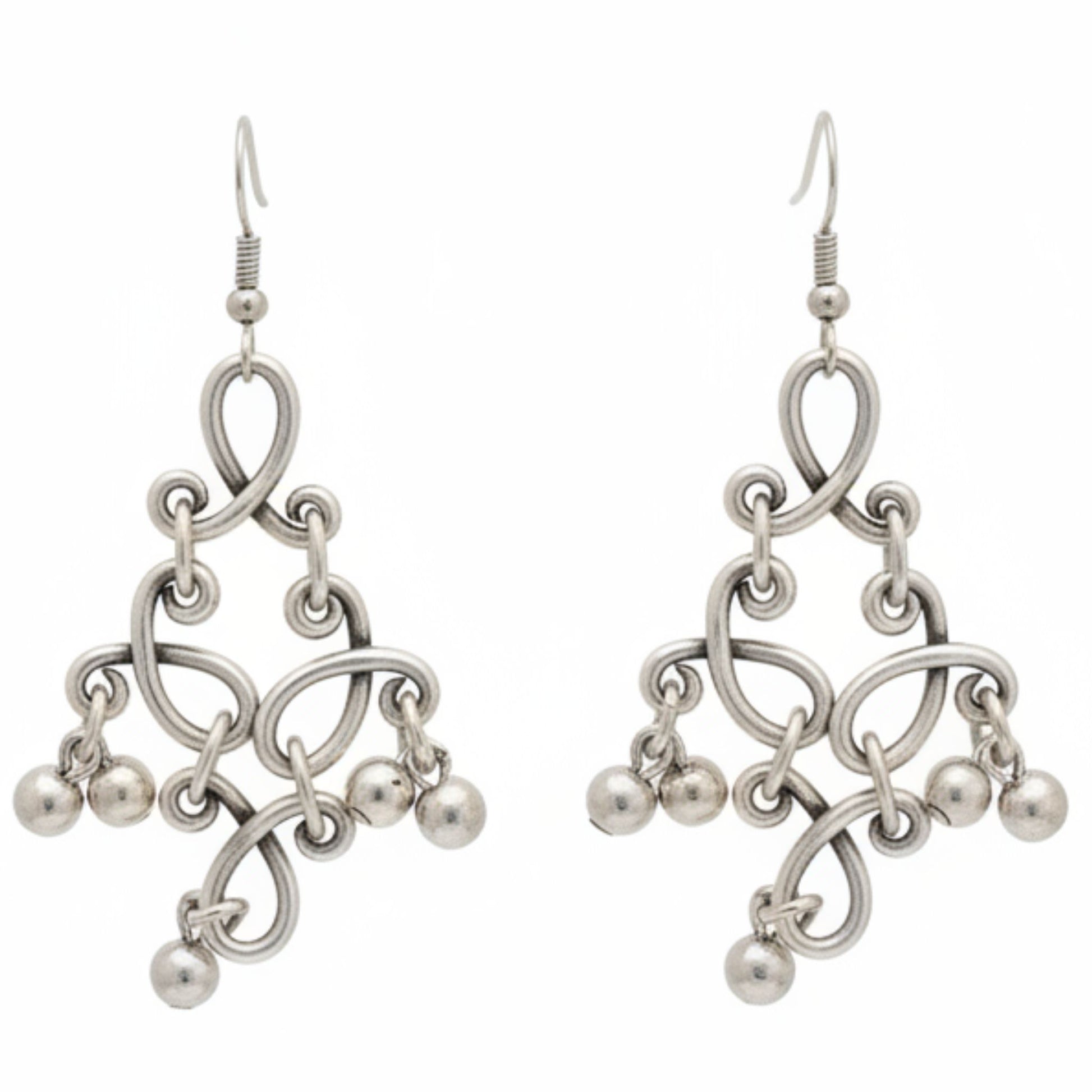 Pendientes de zamak con diseño de arabescos y bolas - Estilo vintage hipoalergénicos - Joyería Osnor
