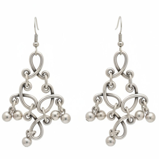 Pendientes de zamak con diseño de arabescos y bolas - Estilo vintage hipoalergénicos - Joyería Osnor
