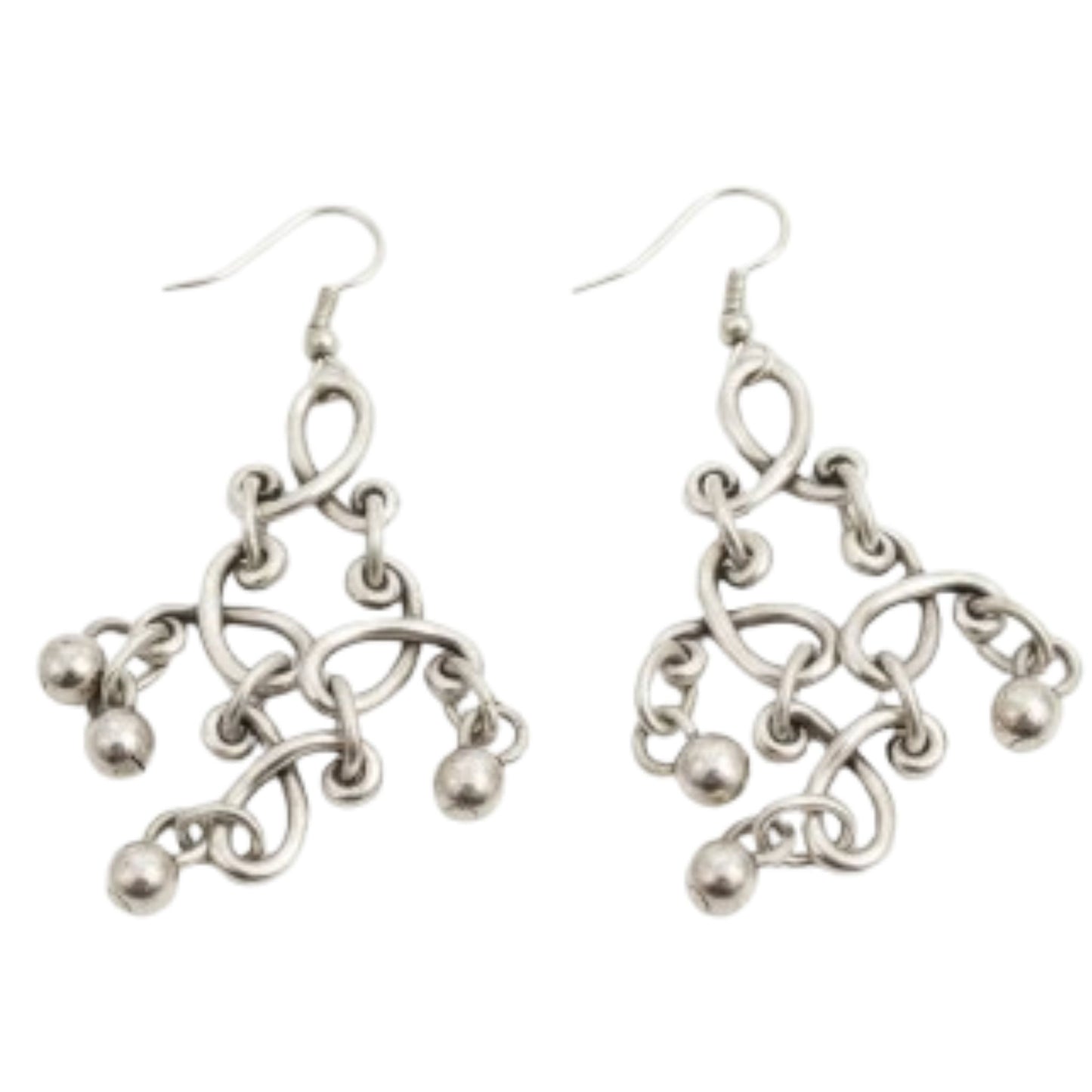 Pendientes de zamak con diseño de arabescos y bolas - Estilo vintage hipoalergénicos - Joyería Osnor
