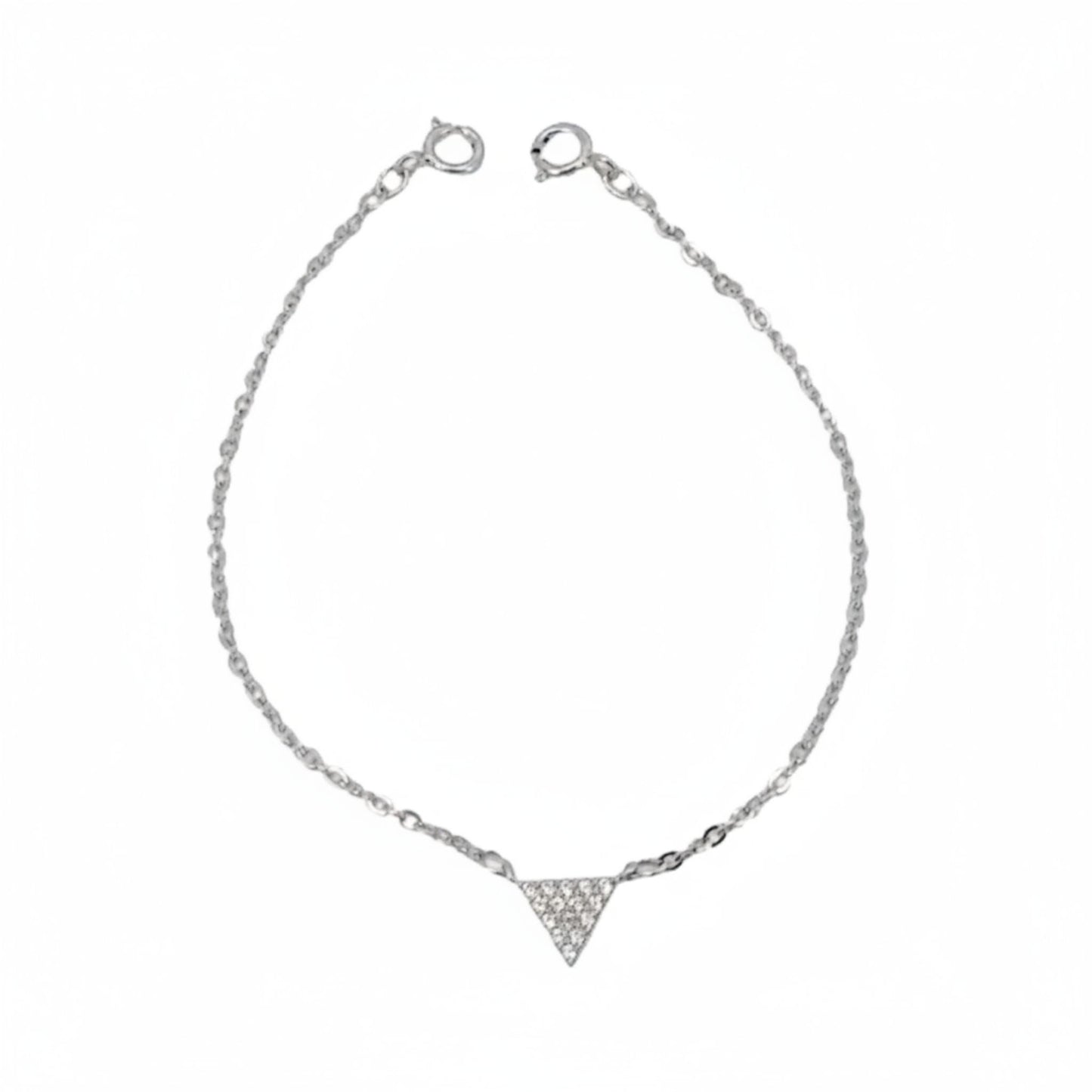 Pulsera Plata Rodio Triángulo Circonitas. Joyeria Osnor