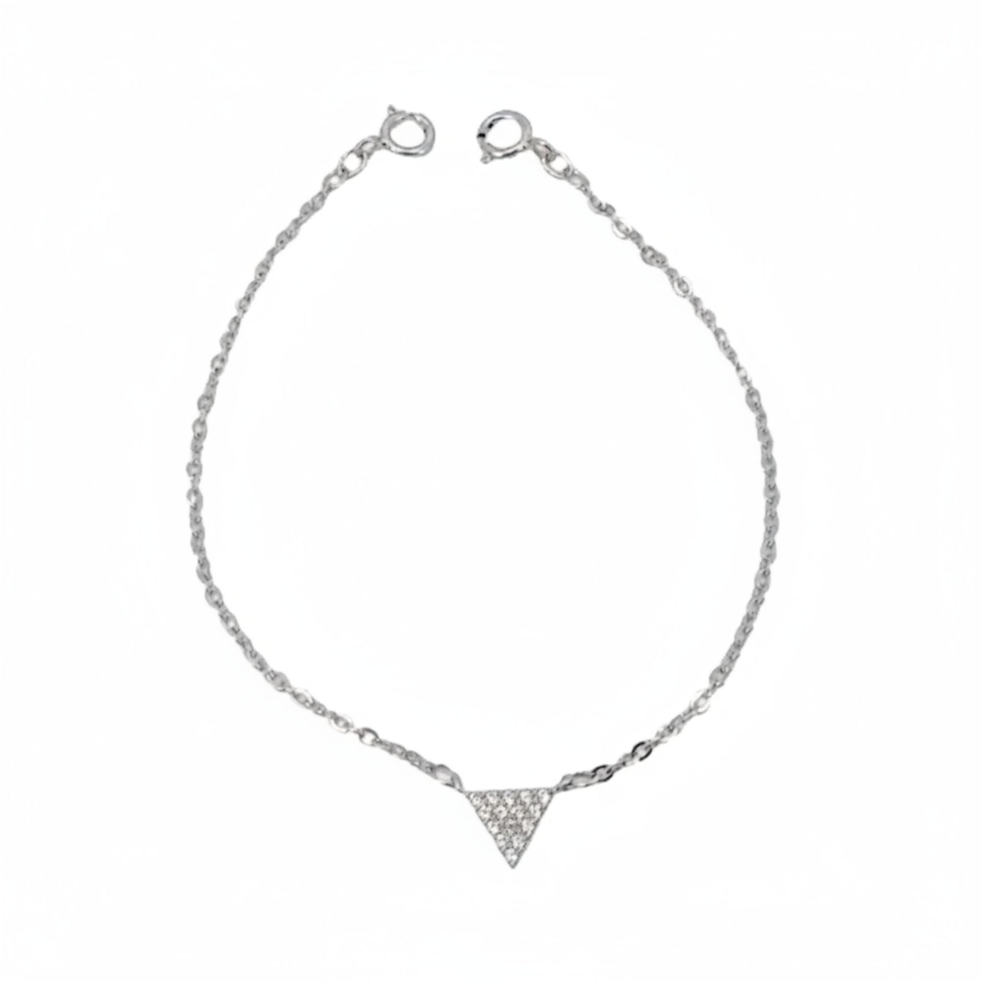Pulsera Plata Rodio Triángulo Circonitas. Joyeria Osnor
