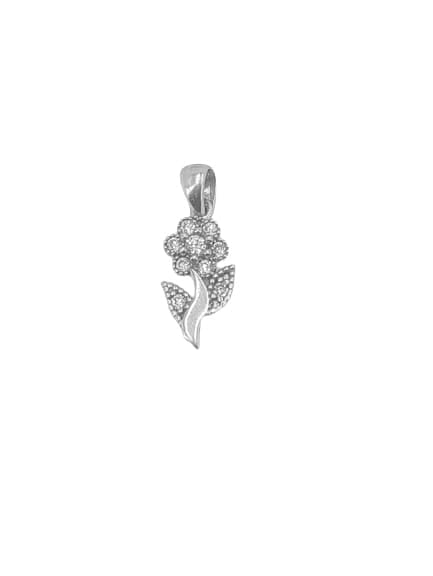 COLGANTE FLOR PLATA ACABADO RODIO CIRCONITAS