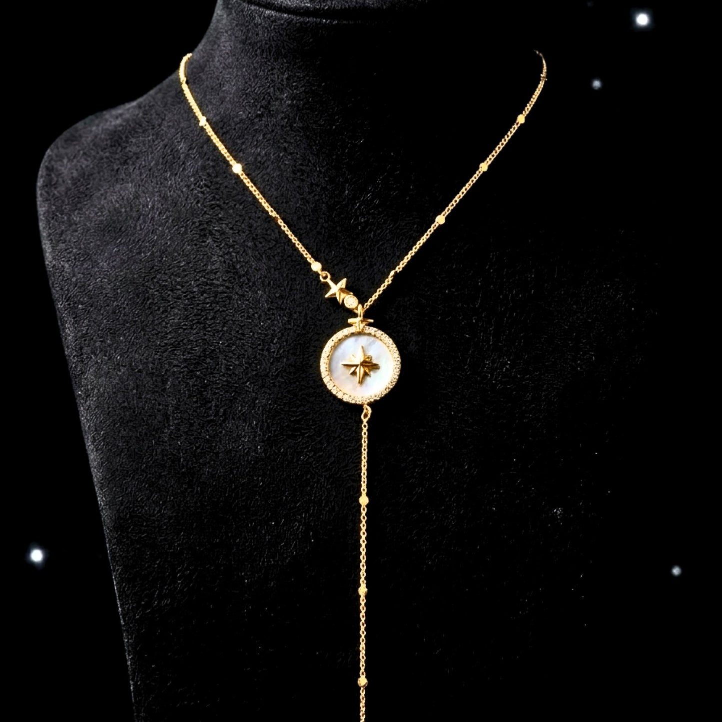 Collar Gargantilla Estrella Nácar y Circonitas Chapado Oro 14K