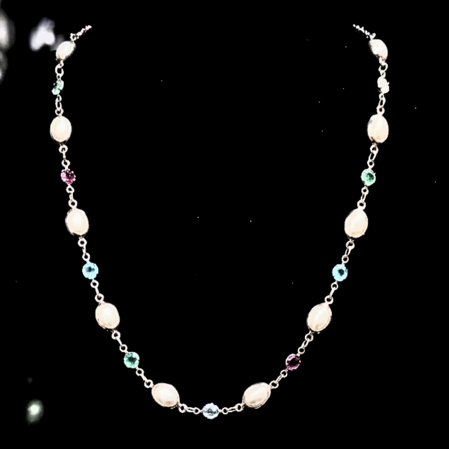 Collar Tuttifruti – Gargantilla Ajustable Perlas y Circonitas de Colores | Acero Plateado