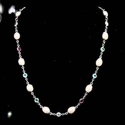 Collar Tuttifruti – Gargantilla Ajustable Perlas y Circonitas de Colores | Acero Plateado