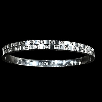 Brazalete Rígido Acero Plateado con Circonitas Engastadas Cierre Lateral