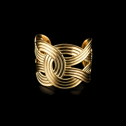 Brazalete Acero Chapado Oro 18K Labrado Calado
