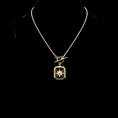 Collar Estrella Norte Acero Chapado Oro 14K con Circonitas