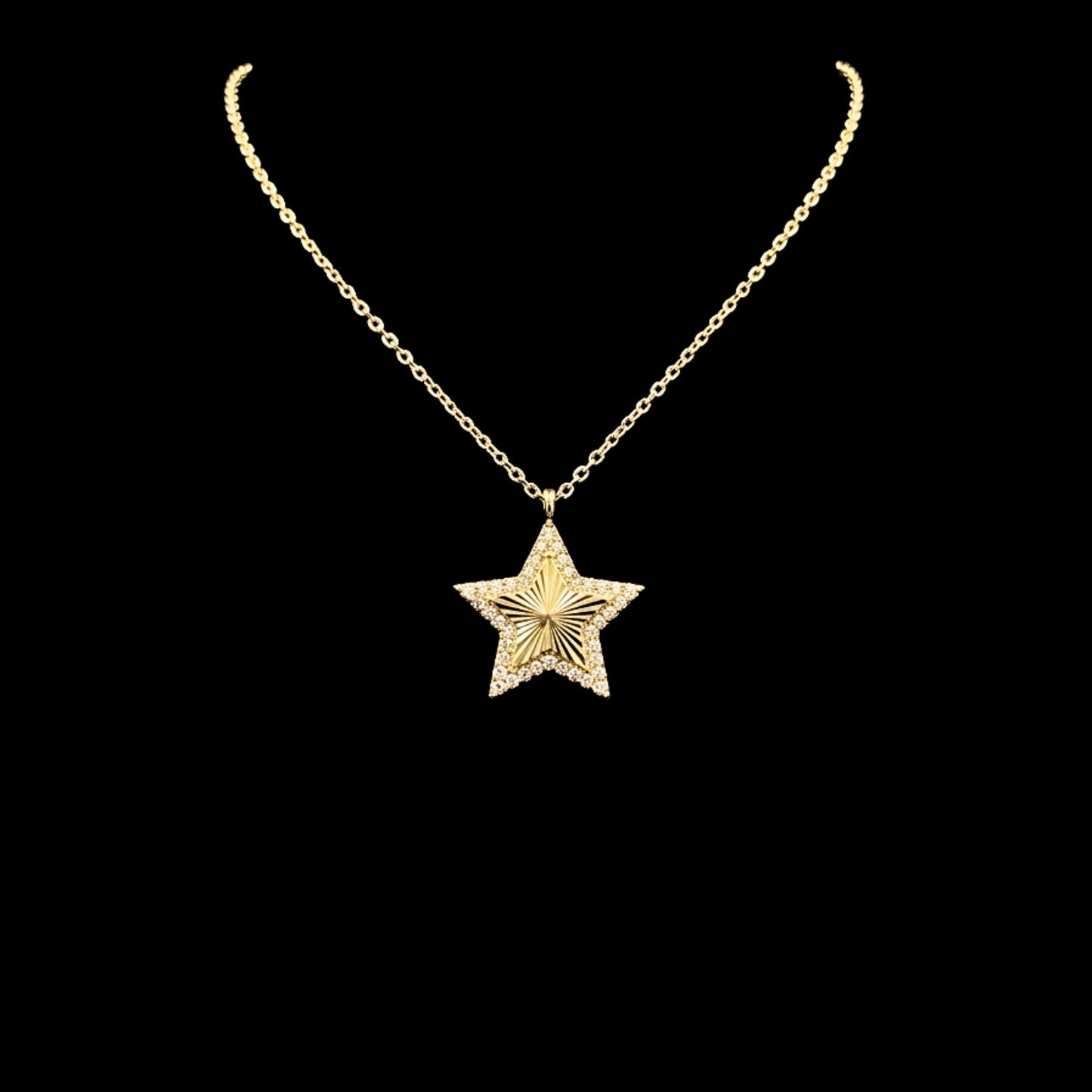Collar Gargantilla Estrella Dorada con Circonitas Acero Chapado Oro 14K