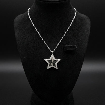 Gargantilla Estrella Circonitas Acero Plateado Cadena 45–50 cm