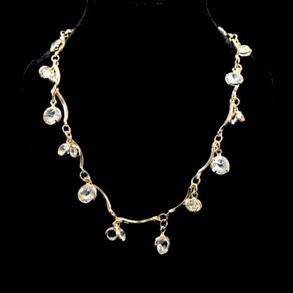 Collar Gargantilla Acero Chapado Oro 14K Con Circonitas Joyería Elegante