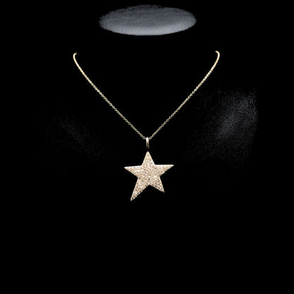 Collar Gargantilla Estrella con Circonitas Blancas Acero Chapado Oro 14K