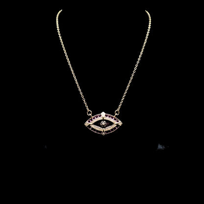 Collar Gargantilla Ojo de la Suerte – Circonitas Rojas y Blancas | ACERO Chapado Oro 14K