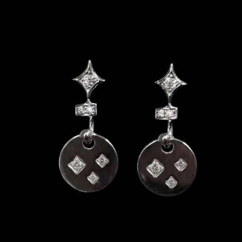 Pendientes Colgantes Estrella Circonitas | Acero Inoxidable Plateado