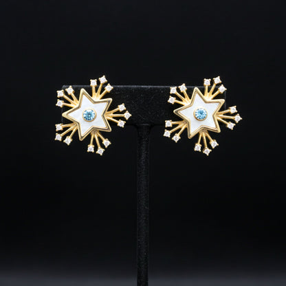 Pendientes Estrella Acero Chapados Dorados con Nácar y Circonitas | Lujo & Glamour