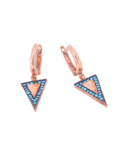 SILVER EARRINGS WITH PINK FINISH AND TURQUOISE, CATALAN CLOSURE