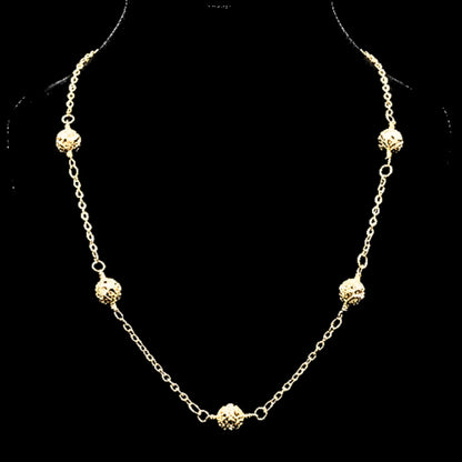 Gargantilla Dorada Bolas Caladas Acero Chapado 14K 43–49 cm