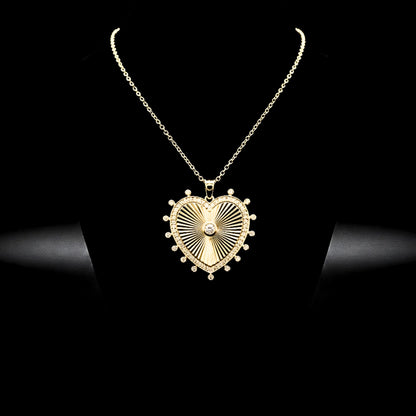 Collar Corazón Acero · Chapado Oro 14K con Circonitas
