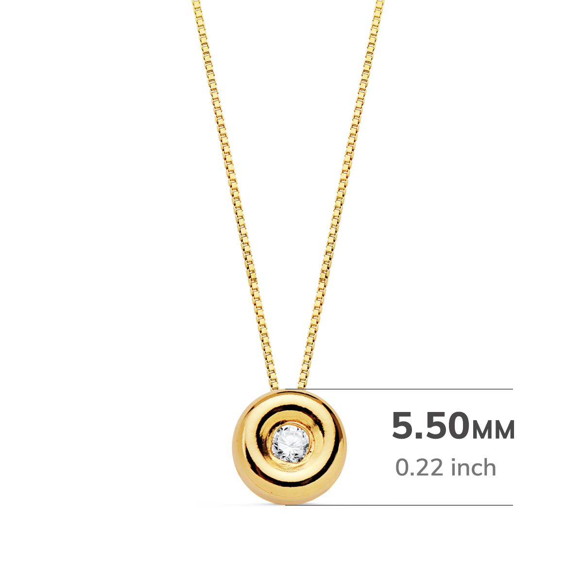 18K GARGANTILLA ORO AMARILLO CHATON 5,5 MM DIAMANTE LABORATORIO 1,70MM 0,020 QTS. G-VS2. CADENA 42CM