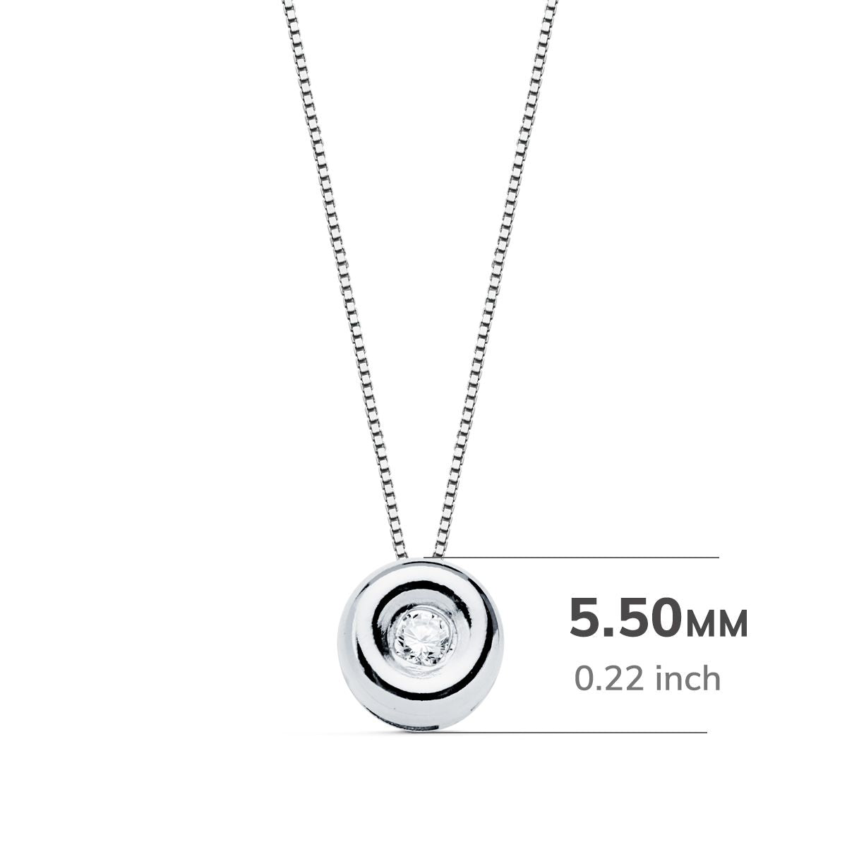 18K GARGANTILLA ORO BLANCO CHATON 5,5 MM DIAMANTE LABORATORIO 1,70MM 0,020 QTS. G-VS2. CADENA 42CM