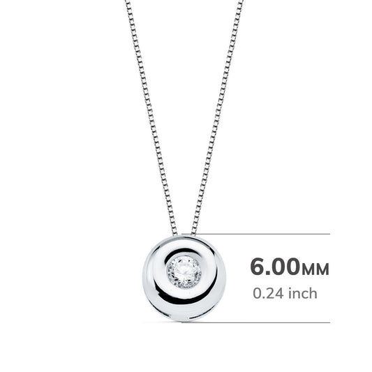 18K GARGANTILLA ORO BLANCO CHATON 6 MM DIAMANTE LABORATORIO 2,20MM 0,050 QTS. G-VS2. CADENA 42CM