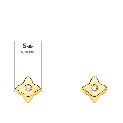 18K PENDIENTES ORO AMARILLO ESTRELLA DIAMANTES LABORATORIO 0,030 QT VS2-G. MEDIDA: 5X5 MM. CIERRE PRESION
