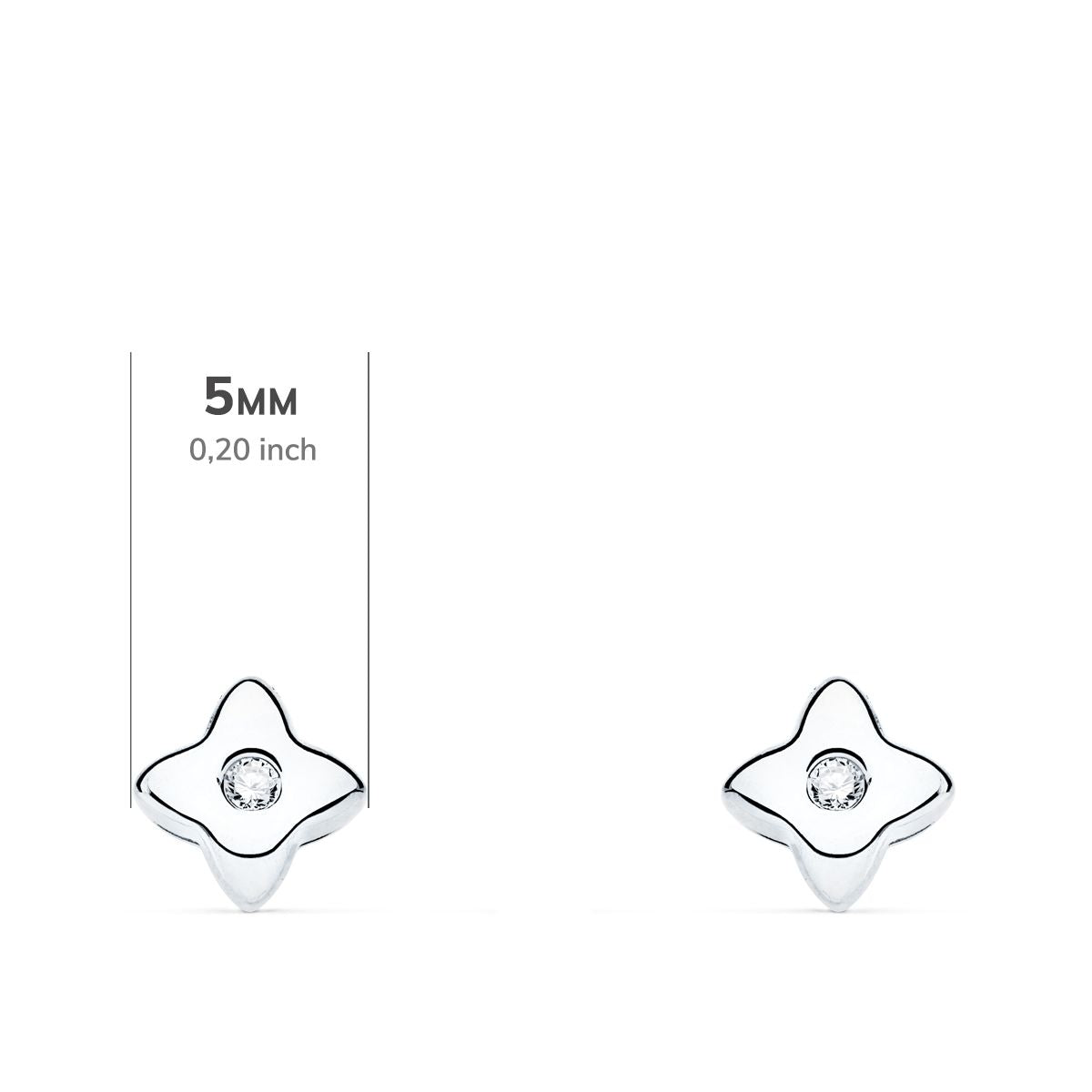 18K PENDIENTES ORO BLANCO ESTRELLA DIAMANTES LABORATORIO 0,030 QT VS2-G. MEDIDA: 5X5 MM. CIERRE PRESION