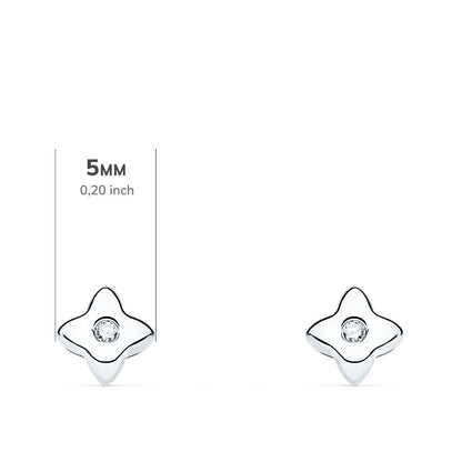 18K PENDIENTES ORO BLANCO ESTRELLA DIAMANTES LABORATORIO 0,030 QT VS2-G. MEDIDA: 5X5 MM. CIERRE PRESION