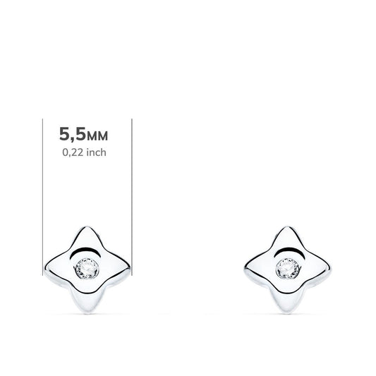 18K PENDIENTES ORO BLANCO ESTRELLA DIAMANTES LABORATORIO 0,040 QT VS2-G. MEDIDA: 5,5 X 5,5 MM. CIERRE PRESION