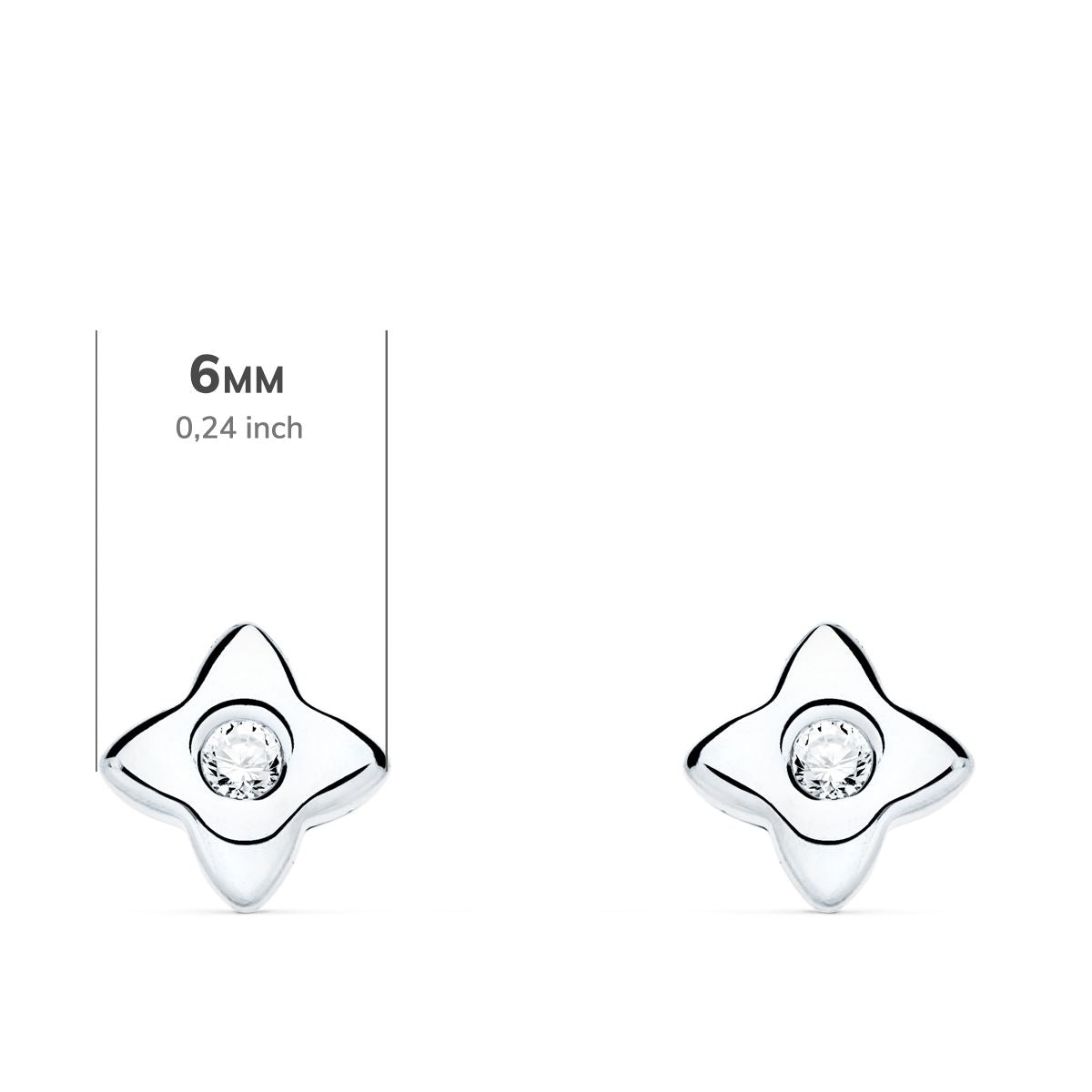 18K PENDIENTES ORO BLANCO ESTRELLA DIAMANTES LABORATORIO 0,100 QT VS2-G. MEDIDA: 6X6 MM. CIERRE PRESION