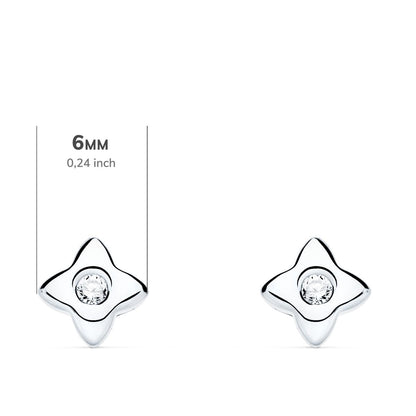 18K PENDIENTES ORO BLANCO ESTRELLA DIAMANTES LABORATORIO 0,100 QT VS2-G. MEDIDA: 6X6 MM. CIERRE PRESION