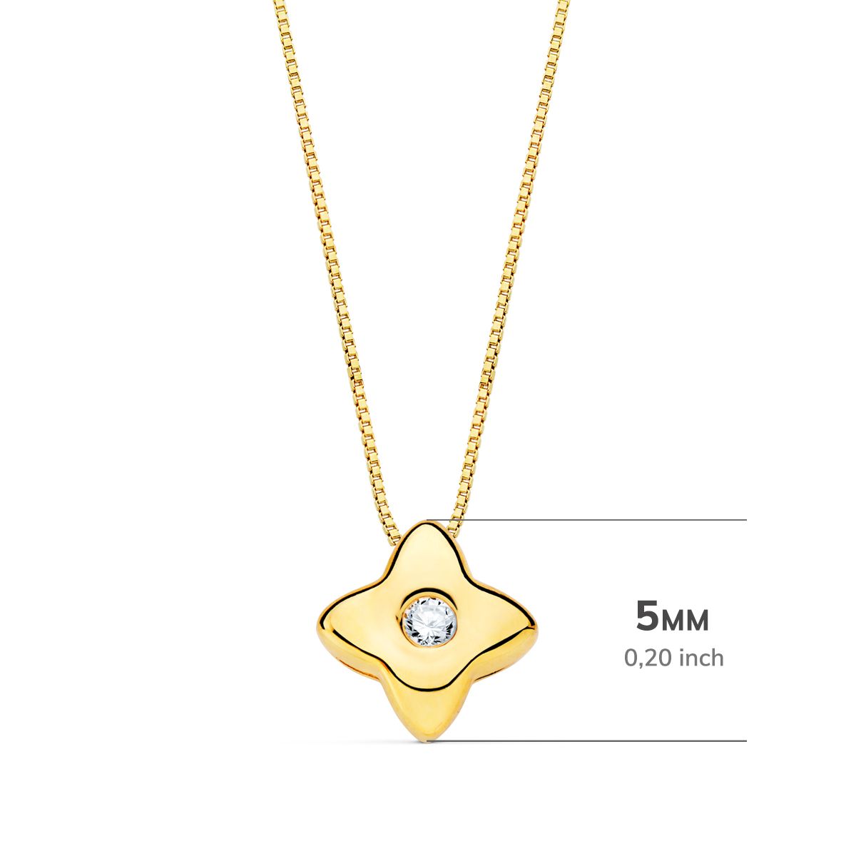 18K GARGANTILLA ORO AMARILLO ESTRELLA 5X5MM DIAMANTE LABORATORIO 0,015 QT. G-VS2. CADENA 42CM