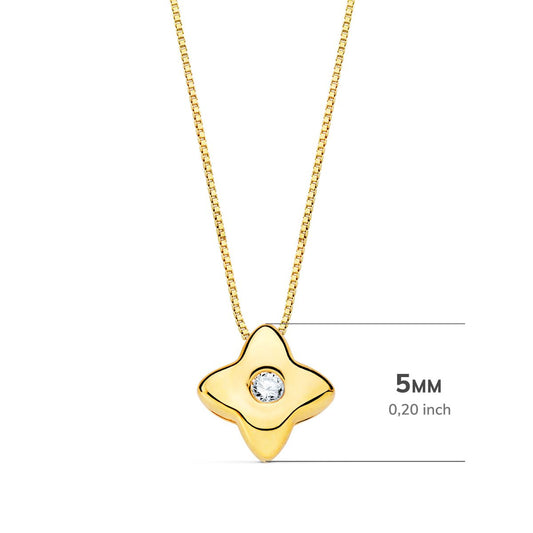 18K GARGANTILLA ORO AMARILLO ESTRELLA 5X5MM DIAMANTE LABORATORIO 0,015 QT. G-VS2. CADENA 42CM