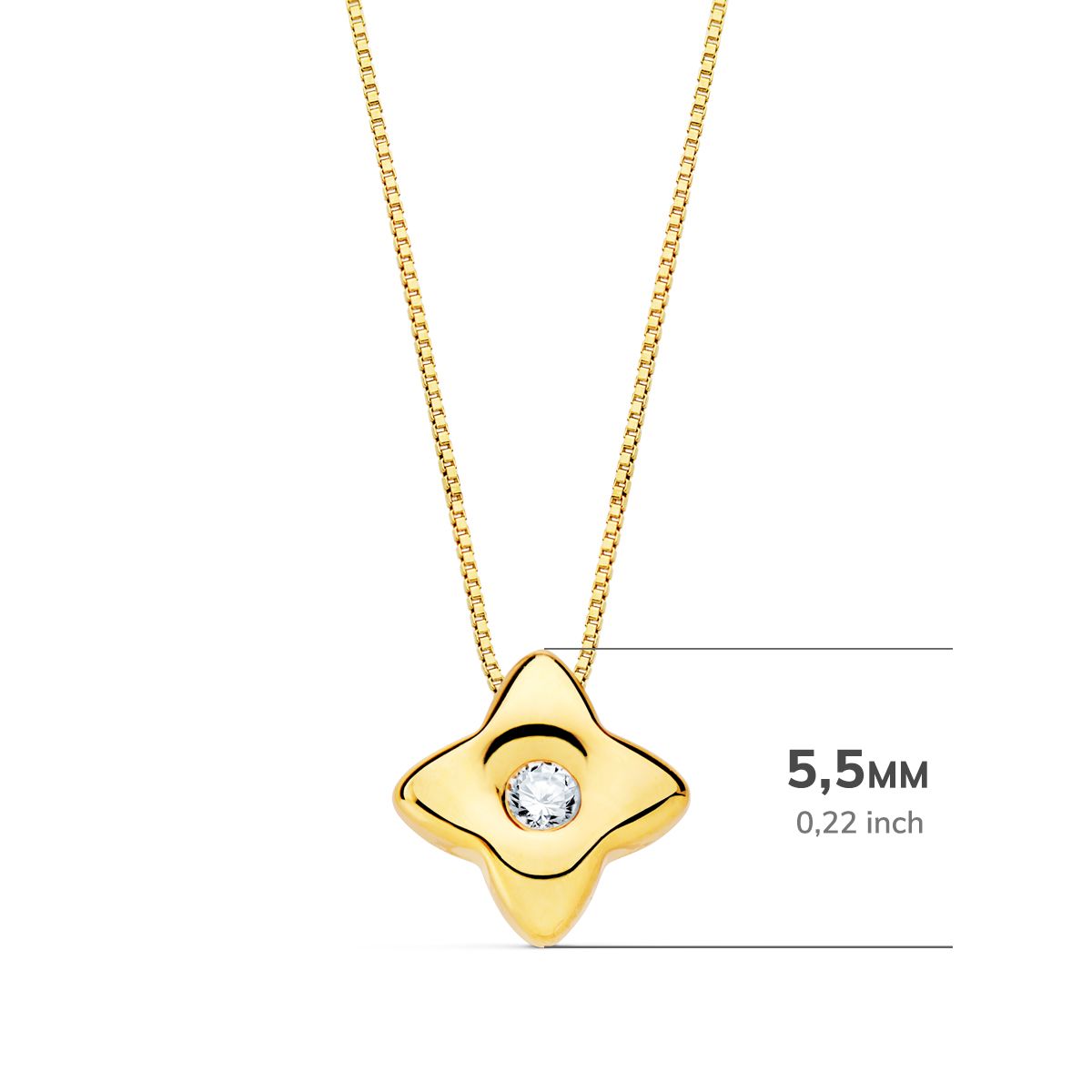 18K GARGANTILLA ORO AMARILLO ESTRELLA 5,5MM DIAMANTE LABORATORIO 0,020 QT. G-VS2. CADENA 42CM