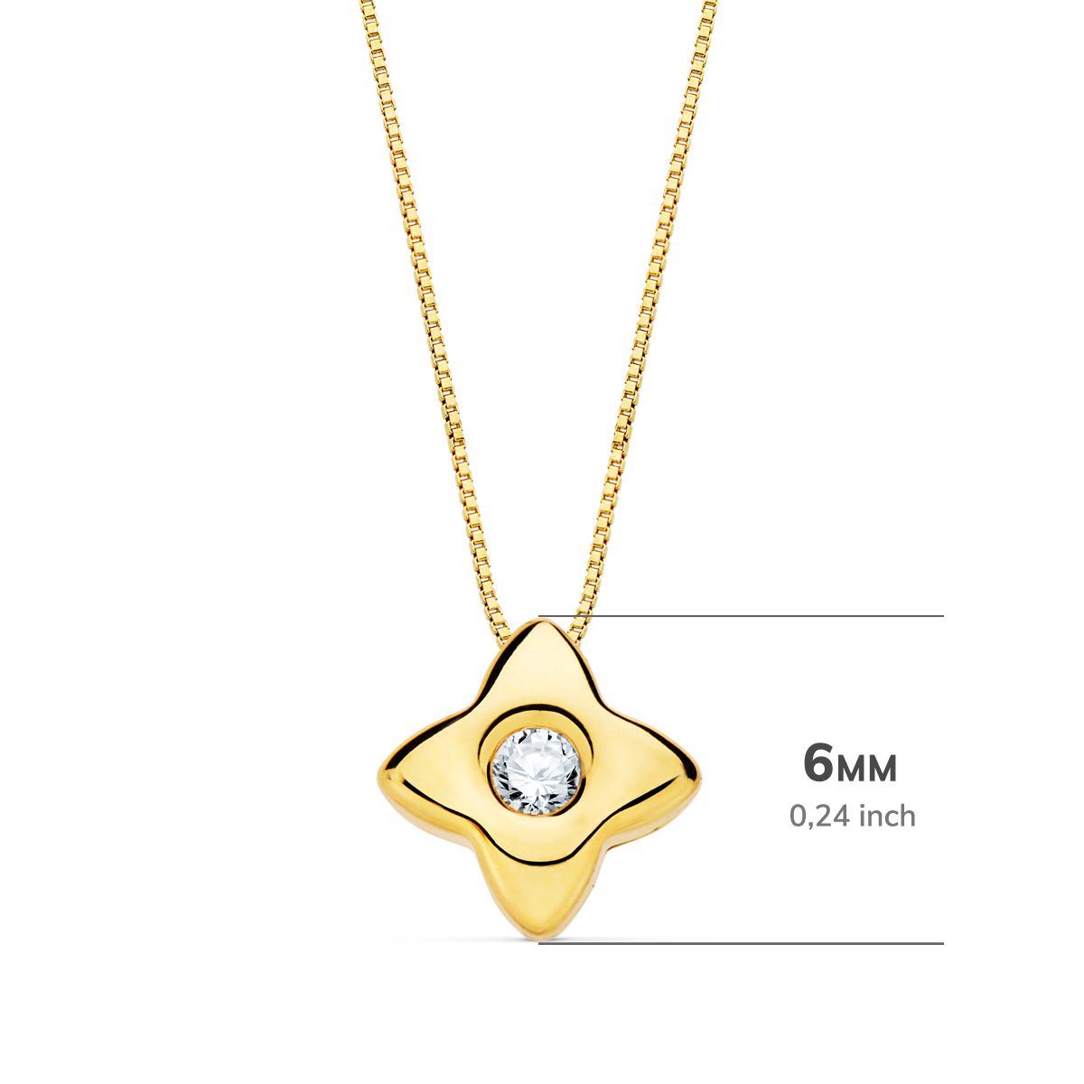 18K GARGANTILLA ORO AMARILLO ESTRELLA 6X6MM DIAMANTE LABORATORIO 0,050 QT. G-VS2. CADENA 42CM