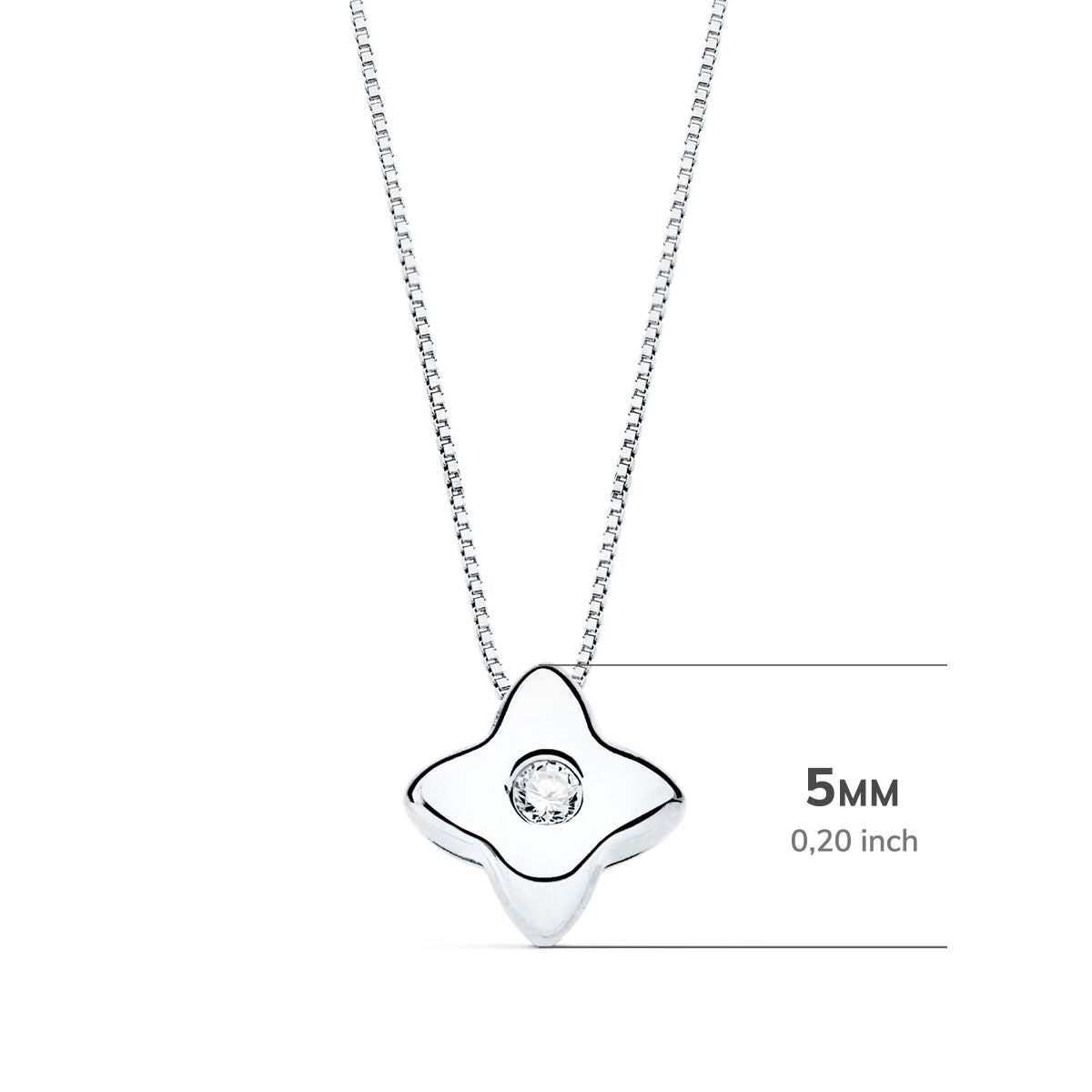 18K GARGANTILLA ORO BLANCO ESTRELLA 5X5MM DIAMANTE LABORATORIO 0,015 QT. G-VS2. CADENA 42CM
