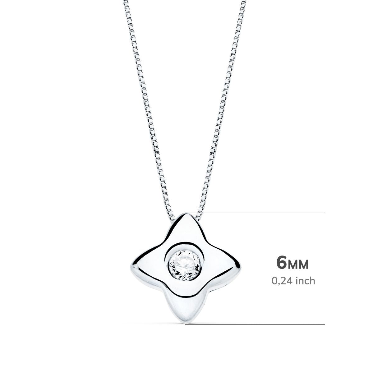 18K GARGANTILLA ORO BLANCO ESTRELLA 6MM CON DIAMANTE LABORATORIO 0,050 QTS. G-VS2. CADENA 42CM
