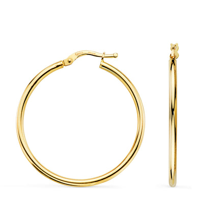 18K AROS ORO AMARILLO HUECOS REDONDOS TUBO REDONDO 34 MM. GROSOR 2 MM