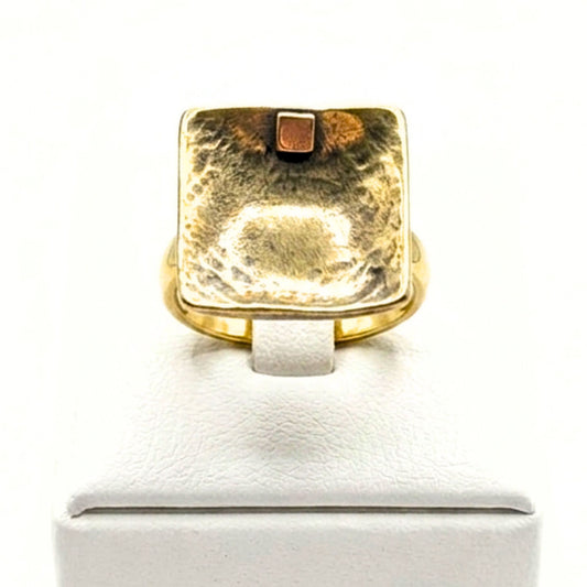 Anillo Sortija mujer de bronce dorado envejecido vintage volumen diseño joyería osnor moda moderno elegante 