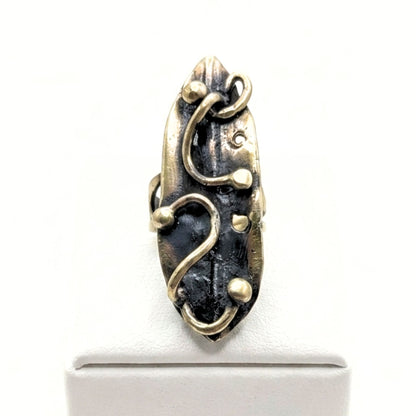 Anillo Sortija mujer de bronce dorado envejecido vintage volumen diseño joyería osnor moda moderno elegante 