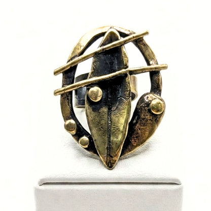 Anillo Sortija mujer de bronce dorado envejecido vintage volumen diseño joyería osnor moda moderno elegante 