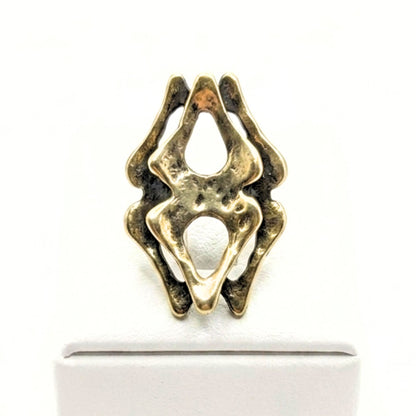 Anillo Sortija mujer de bronce dorado envejecido vintage volumen diseño joyería osnor moda moderno elegante 